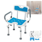 Silla de ducha con respaldo para baño movilidad y cuidado diario | 50 cm y 150 kg y ajustable