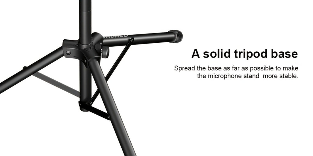 Soporte de Micrófono Profesional Aokeo con Trípode Ajustable, Soporte para Tableta y Bolsa de Transporte - Construcción de Hierro Negro, Conector XLR, Ideal para Actuaciones, Canto y Discursos, Equipo de Audio Profesional | Soporte de Micrófono Ajustable