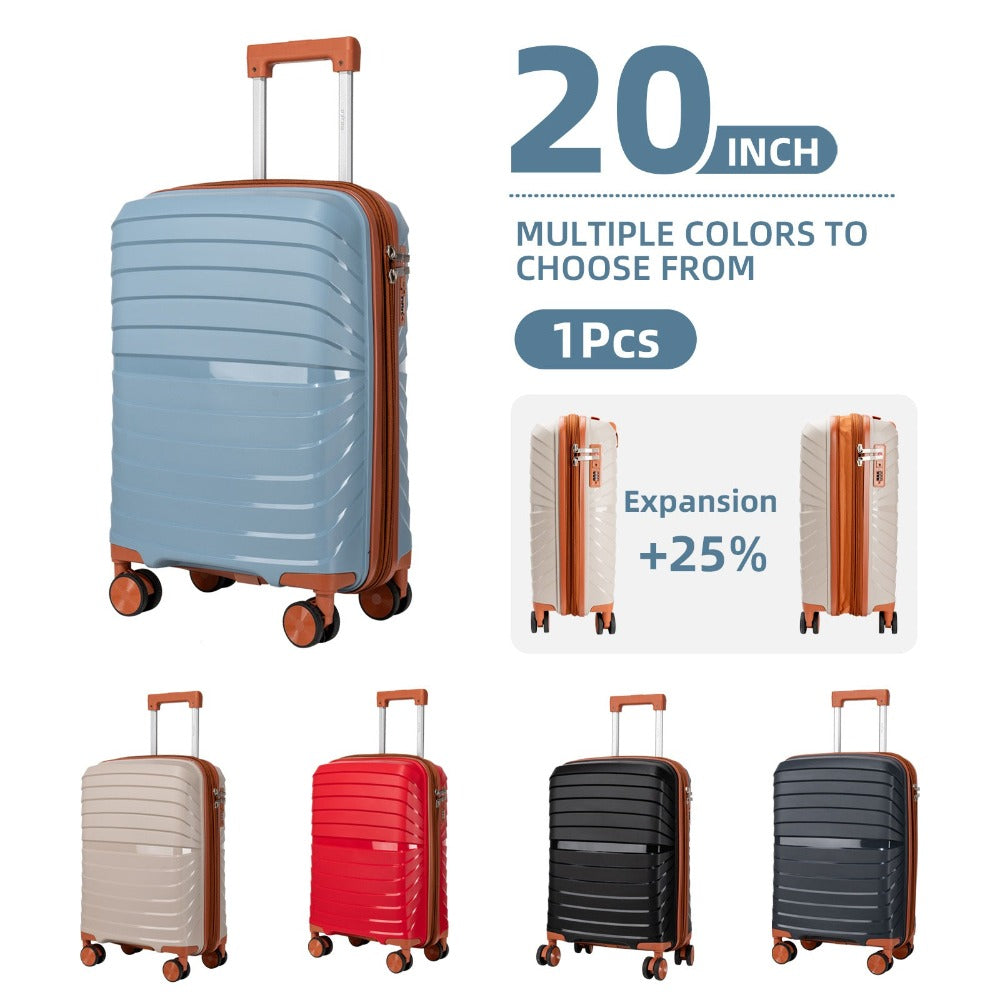 Maleta de 20" 100% PP para todos los viajes | Resistente a pisotones y no deformable | Espacio expandible | Aprobada por aerolíneas como equipaje de mano | Versátil para viajes y un regalo perfecto y considerado para todas las ocasiones