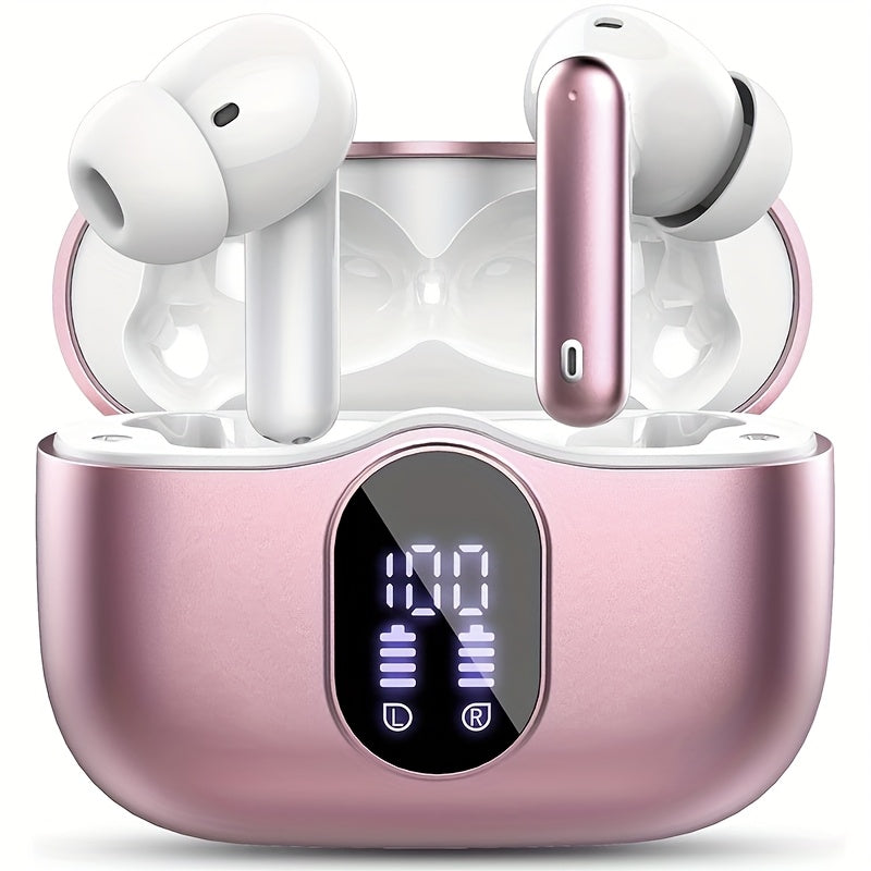 Auriculares Bluetooth | Audífonos Inalámbricos 5.3 con Bajo Profundo Estéreo, 36H de Reproducción & Caja de Carga LED, Micrófonos Reductores de