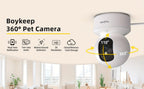 1pc Boykeep Cámaras de Seguridad Inalámbricas, Sistema de Cámaras de Seguridad para el Hogar con Giro y Inclinación de 360°, Detección de Movimiento, Seguimiento Automático, Audio Bidireccional, Visión Nocturna a Color 2K, Configuración Sencilla, Wi-Fi 5G