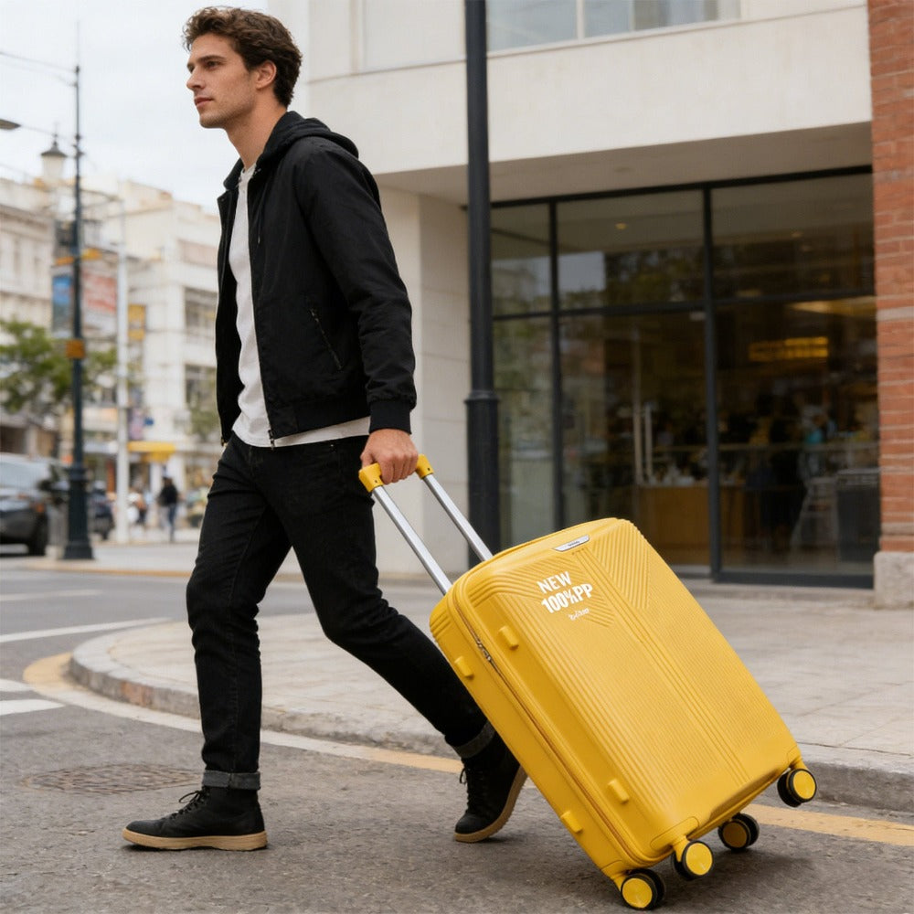 Maleta de PP de 24 pulgadas con ruedas silenciosas y suaves, y cerradura de combinación antirrobo, ofrece viajes seguros y silenciosos. Duradera, ligera y fácil de manejar, ideal para viajes de larga distancia, escapadas cortas, salidas diarias y todas la