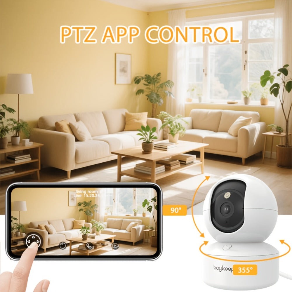 1pc Cámara de Vigilancia Wifi de Doble Banda 1296P, Alertas Inteligentes, Audio Bidireccional, Visión Nocturna a Color, Detección de Movimiento de Paquetes de Vehículos y Mascotas