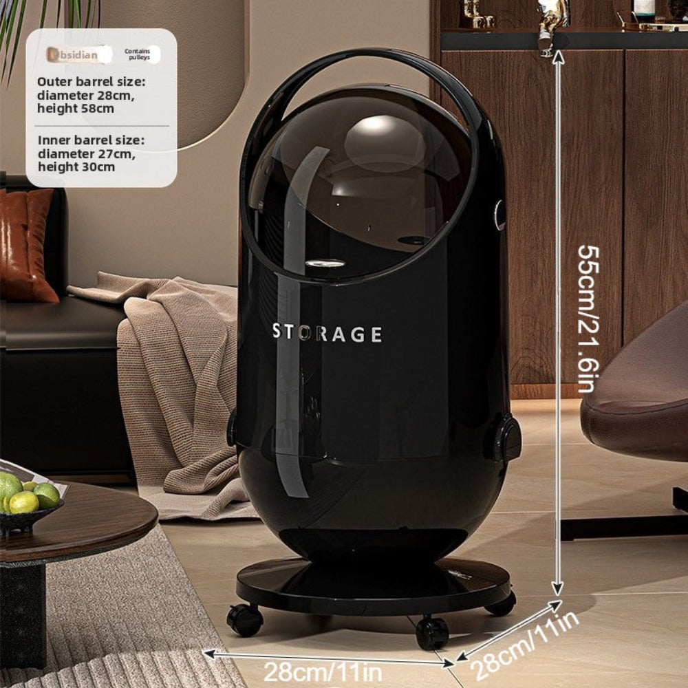 Cubo de Basura Contemporáneo de 20L con Tapa Segura y Ruedas, Plástico Resistente, Agarre Cómodo, Diseño Compacto, Control de Olores, Ideal para Cocina, Oficina, Salón