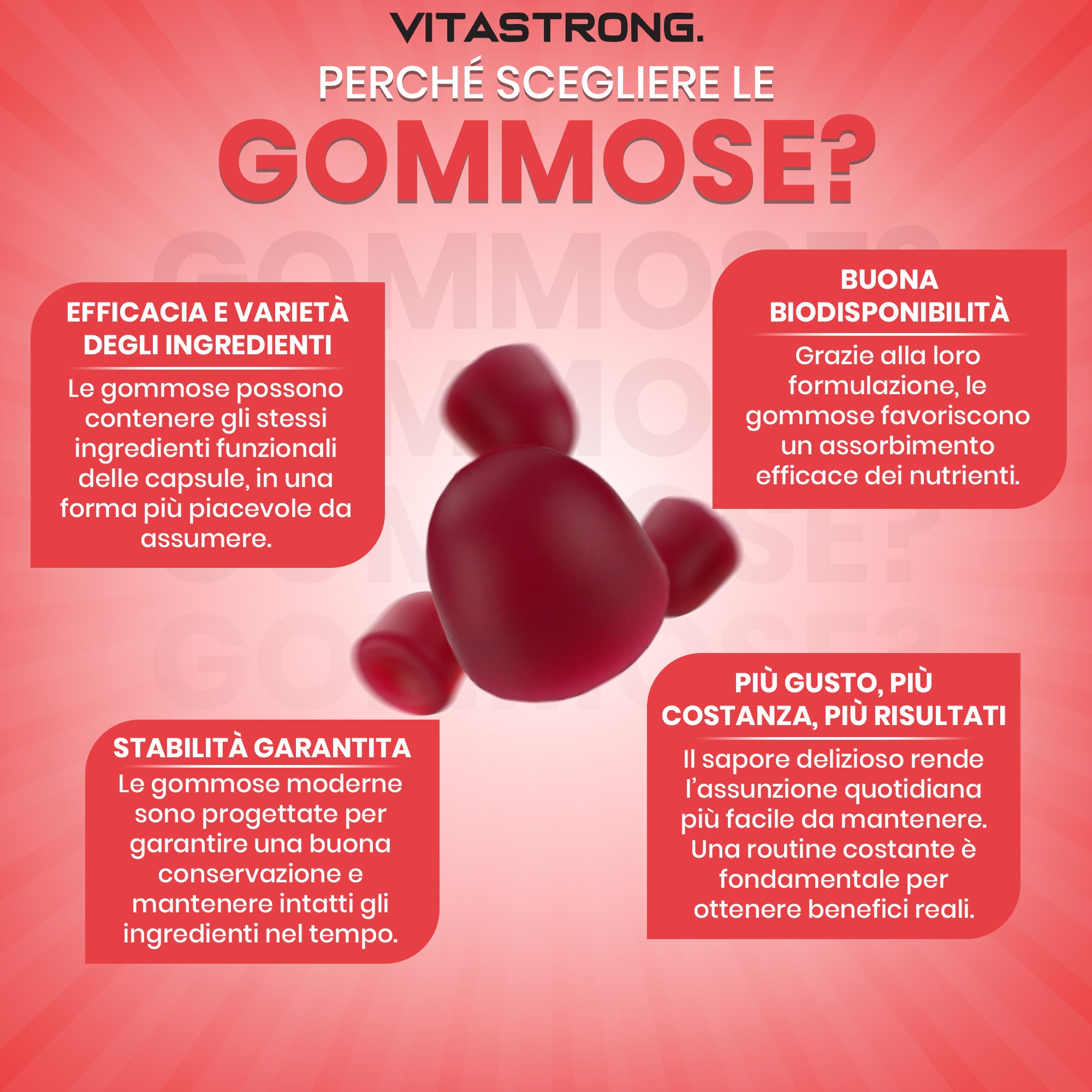Gomitas multivitamínicas Vitastrong, 120 gomitas, 13 vitaminas y minerales, suplemento dietético para adultos, fórmula 100 % vegana, sin gluten, sin lactosa, sin sacarosa