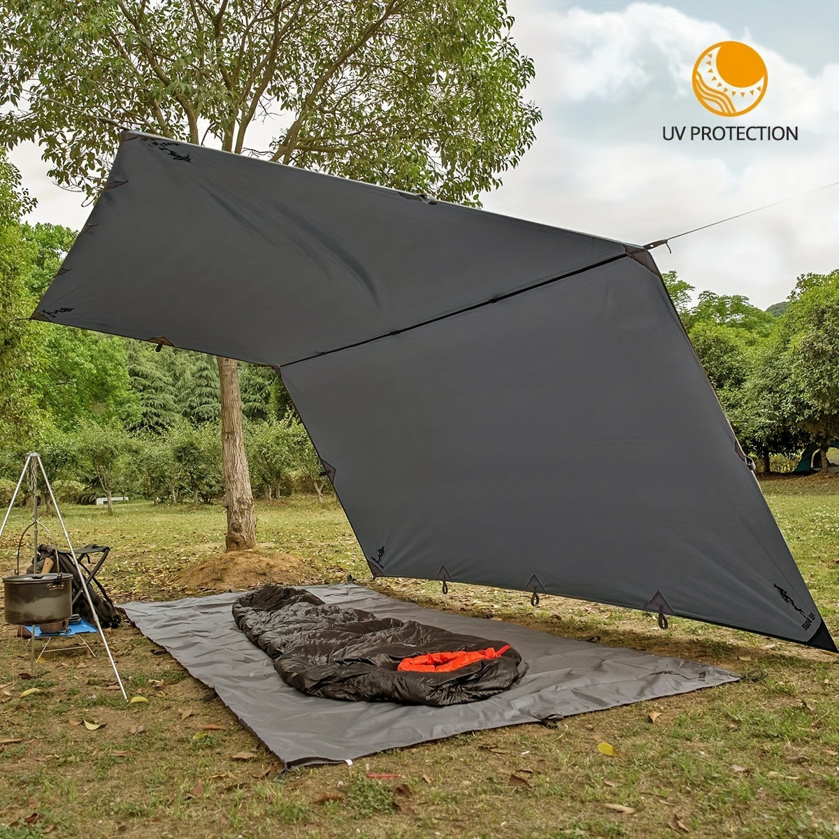 FREE SOLDIER Lona Portátil Defensor para Camping, Tienda o Hamaca Resistente, Esencial para Acampar, Senderismo y Actividades al Aire Libre, 3.05x3.05 Metros, Ideal para 4 o 6 Personas