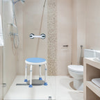 Silla de ducha giratoria de alta resistencia con reposabrazos, asiento giratorio de 360°, taburete de baño de altura ajustable, base antideslizante, diseño fácil de limpiar para uso en el baño