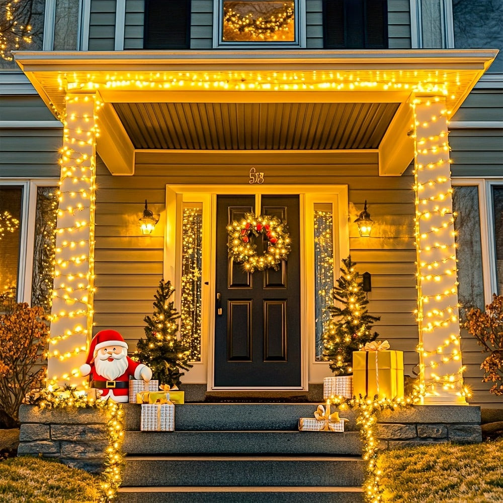 Guirnaldas de luces de hadas para exteriores de 60+3M, 600 LED, luces de hadas blancas cálidas con 8 modos, control remoto, temporizador y función de memoria, adecuadas para exteriores e interiores, bodas, fiestas