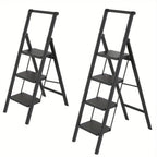 Escalera de 2/3/4 peldaños, escalera plegable con pedal ancho antideslizante, escalera doméstica, taburete multifuncional, fácil de guardar, carga máxima de 150 kg, escalera para el hogar, oficina, negra
