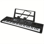 Teclado de Piano Digital de 61 Teclas con Micrófono, Teclado de Piano Musical Portátil, Teclado Electrónico Multifuncional, Instrumento Musical de Teclado para Piano, Regalos de Cumpleaños para Principiantes (Con Pantalla LCD)