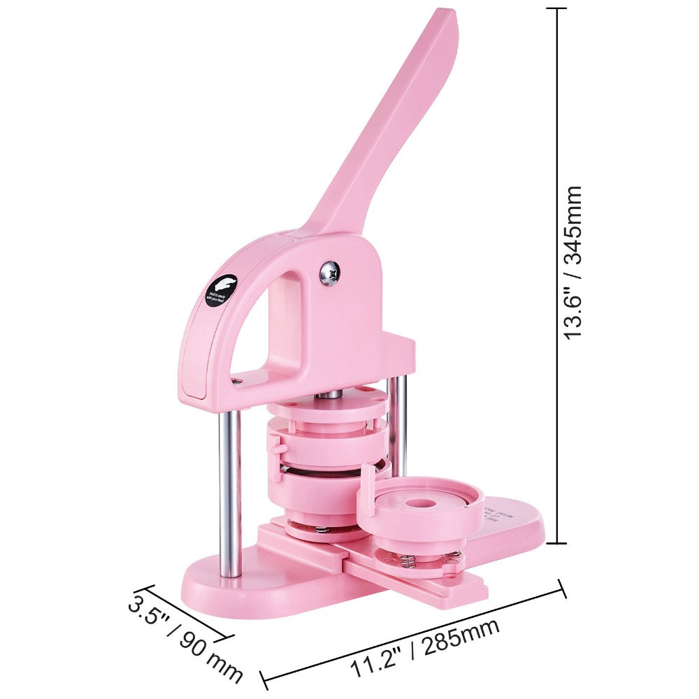 Máquina para hacer botones VEVOR, 1/1.25/2.28 pulgadas (25/32/58 mm) 3-en-1 para hacer pines, 300 piezas para botones, máquina para hacer botones con libro mágico de Panda, kit de prensa de perforación con mango en arco ergonómico, para regalos de bricola