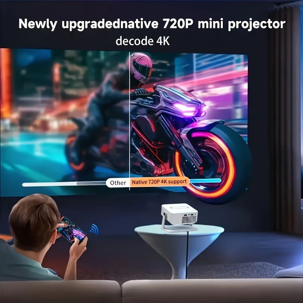 Proyector Portátil Inteligente con Android 11 Integrado, WiFi y Bluetooth 5.0, Control por Voz, 130 Lúmenes, Soporte 4K y 720P Nativo, Compatible para Cine en Casa, Proyector para Cama, Oficina, Proyector Portátil