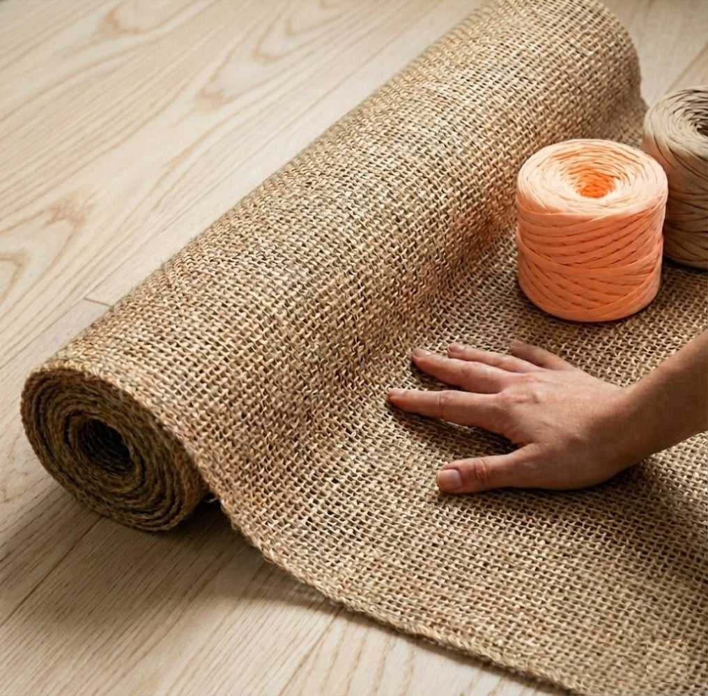 Tela de Arpillera de Yute Gruesa en Rollo 63cm de Ancho, Tejido Natural Rústico para Caminos de Mesa, Eventos, Decoración de Jardín y Artesanías, Fibra Orgánica Versátil