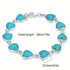Pulsera de plata 925 para mujer, corazón de turquesa, pulsera exquisita, regalo diario para mujeres, regalo de vacaciones, regalo de San Valentín, regalo del Día de la Madre, regalo de cita, viene con caja de regalo