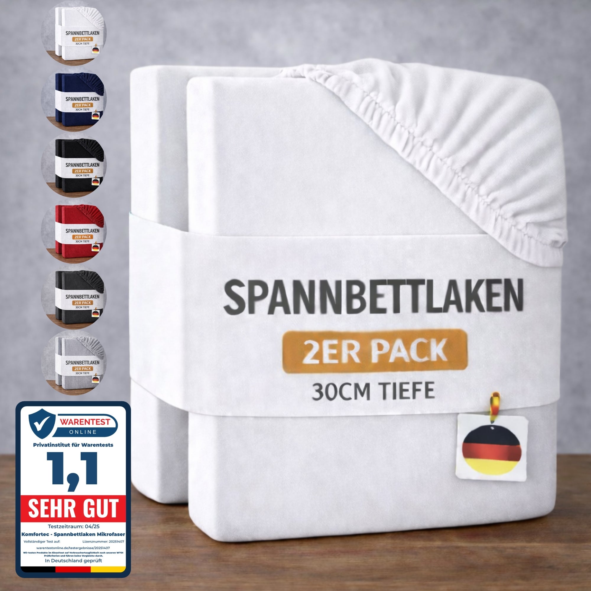 Paquete de 2 sábanas elásticas hechas de 100% microfibra (90 G/M²) con goma elástica en todas las direcciones
