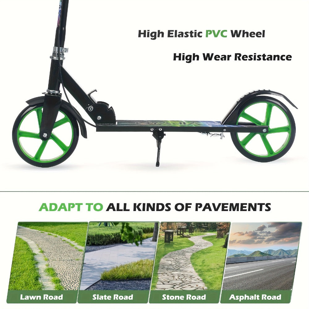 Patinete plegable, patinete de pisar, patinete urbano, patinete para adolescentes y adultos, con freno de mano y manillar ajustable, ruedas grandes y resistentes de PU, gran regalo y juguete