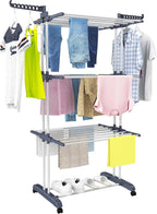 Tendedero de ropa, tendedero de ropa plegable vertical de 4 niveles con ruedas,se puede utilizar en interiores y exteriores.
