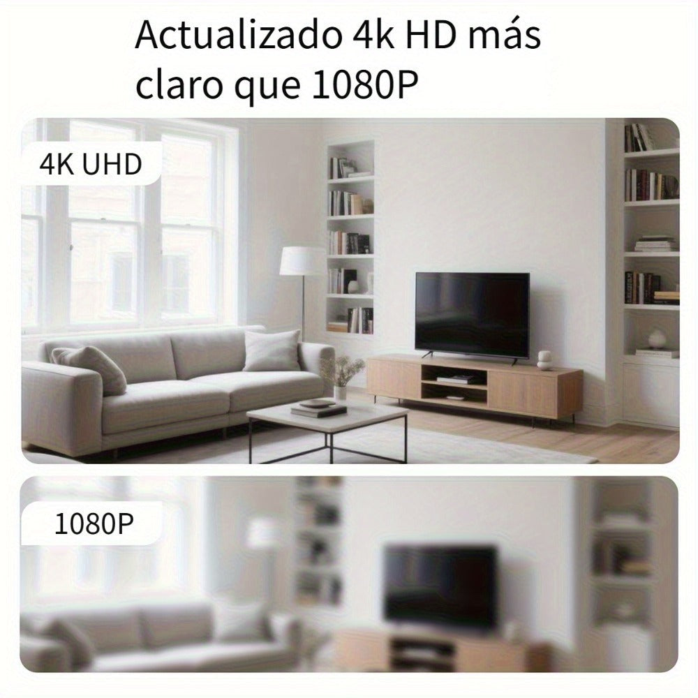 Cámara de seguridad inalámbrica despertador 4K con detección de movimiento, compatible con visualización remota en tiempo real por WIFI, notificaciones de alarma por aplicación y correo electrónico, compatible con Android e IOS, carga USB, incluye tarjeta