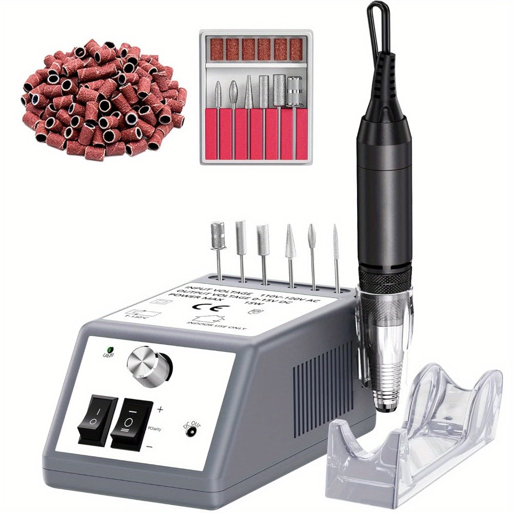 Todoenuno para máquina de esmalte de uñas con 6 tipos de brocas y mango de aleación de aluminio, hasta 30,000 RPM, el mejor socio para pulir, lijar, quitar esmalte de uñas y otras operaciones