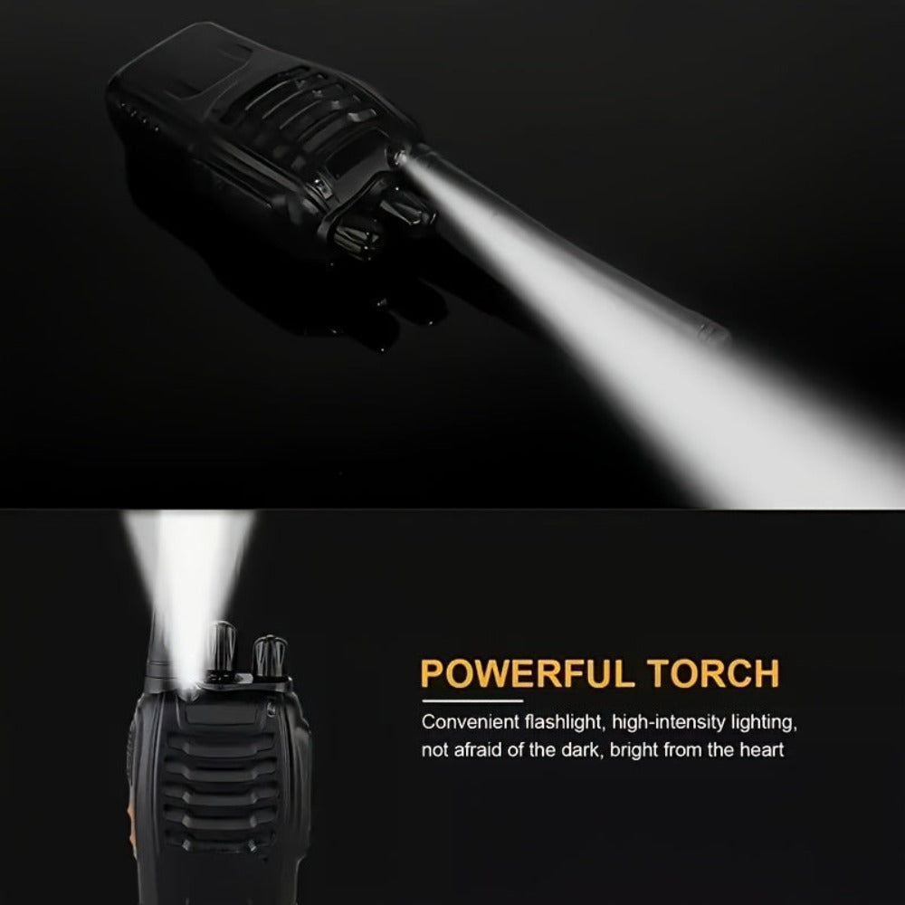 2 piezas de walkie talkies recargables, radios bidireccionales de largo alcance de 3-5 km con auriculares, radios bidireccionales de 16 canales walky talky UHF portátiles para adultos para senderismo, ciclismo, camping, alimentación por USB, regalo de San