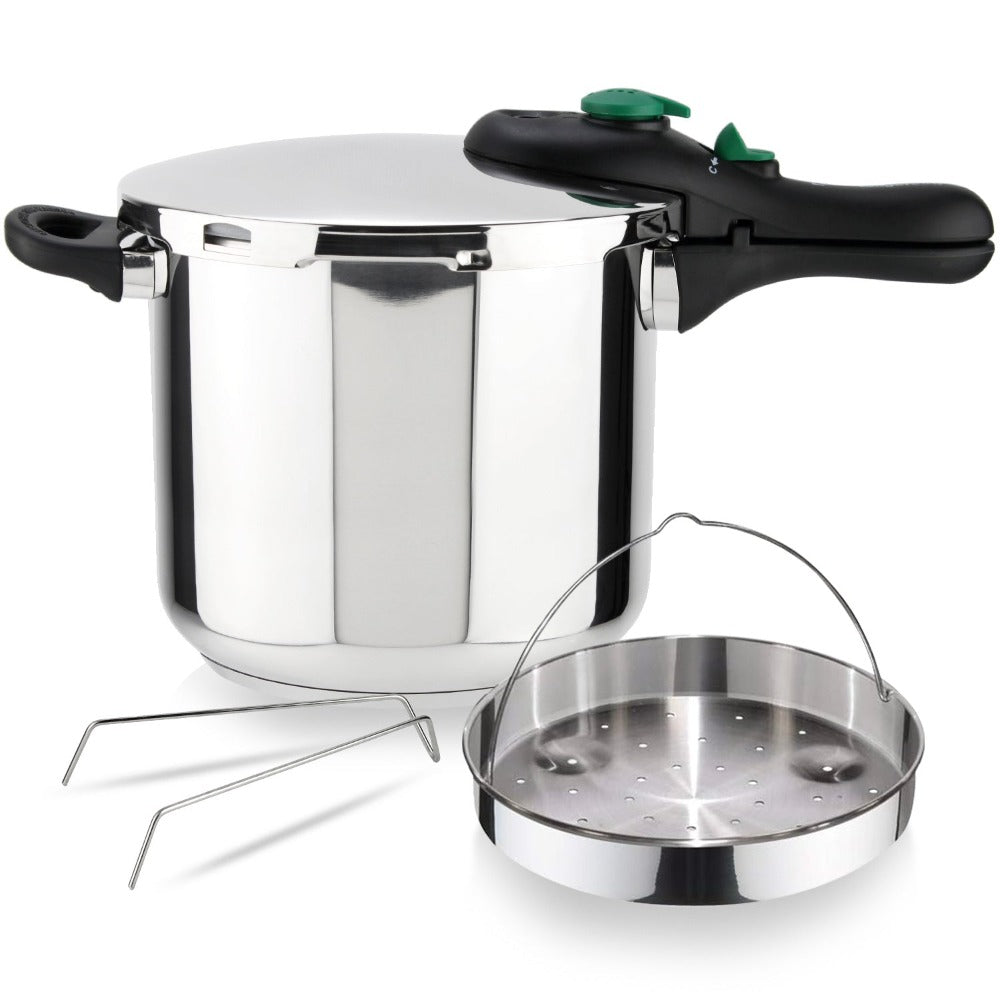 Magefesa DYNAMIC - Juego de Olla Express Rápida + Cestillo, Acero Inoxidable 18/10, Eficiencia Energética, Todo Tipo de Cocinas, Inducción