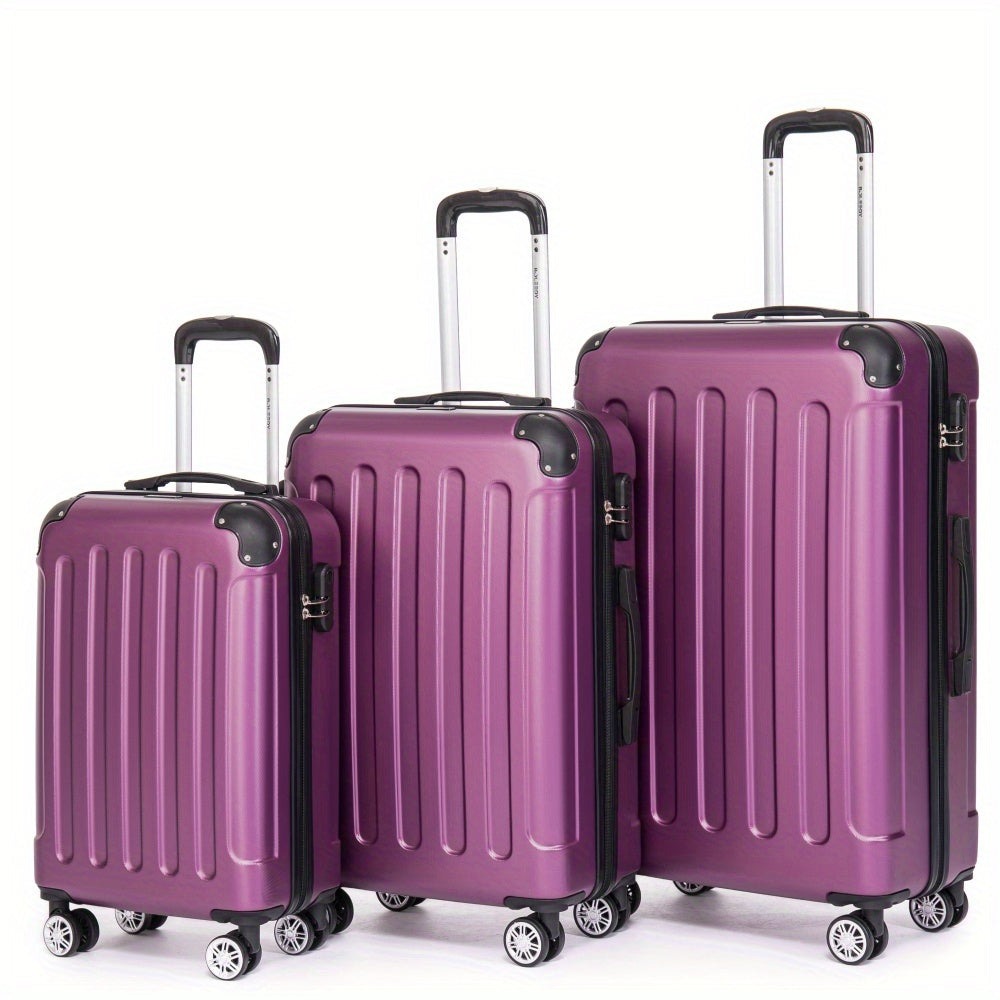 Juego de maletas familiares de tres piezas 20+24+28 pulgadas, equipaje de cabina de 20 pulgadas con ruedas universales, caja de almacenamiento para viajes de negocios, cartera ABS resistente y gran capacidad (ML-XL-set)