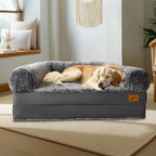 Cama Extra Grande para Perros Adecuada para Adultos | Cama Ortopédica para Siesta con Piel Sintética Lavable | Plegable y Portátil, Adecuada para Sala de Estar, Salón | Proporciona Espacio Amplio para Dormir para Adultos y Mascotas