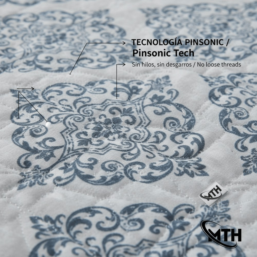 Edredón Ligero Estampado de Verano, Colcha Pinsonic de Microfibra Reversible Bouti, Cubrecama Moderno con Patrón en Relieve Transpirable para Todas las Estaciones, Decoración de Dormitorio para Primavera y Verano (Sin Fundas de Almohada) para Todas las Ta