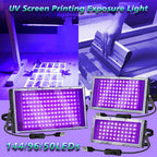 Unidad de exposición UV LED para serigrafía, paquete de 3/2/1, luz de exposición UV de 50/96/144 LED para kit de serigrafía, kit de emulsión fotográfica, longitud de onda 385-400 nm, enchufe USB, con interruptor y cable de alimentación de 1,5 m