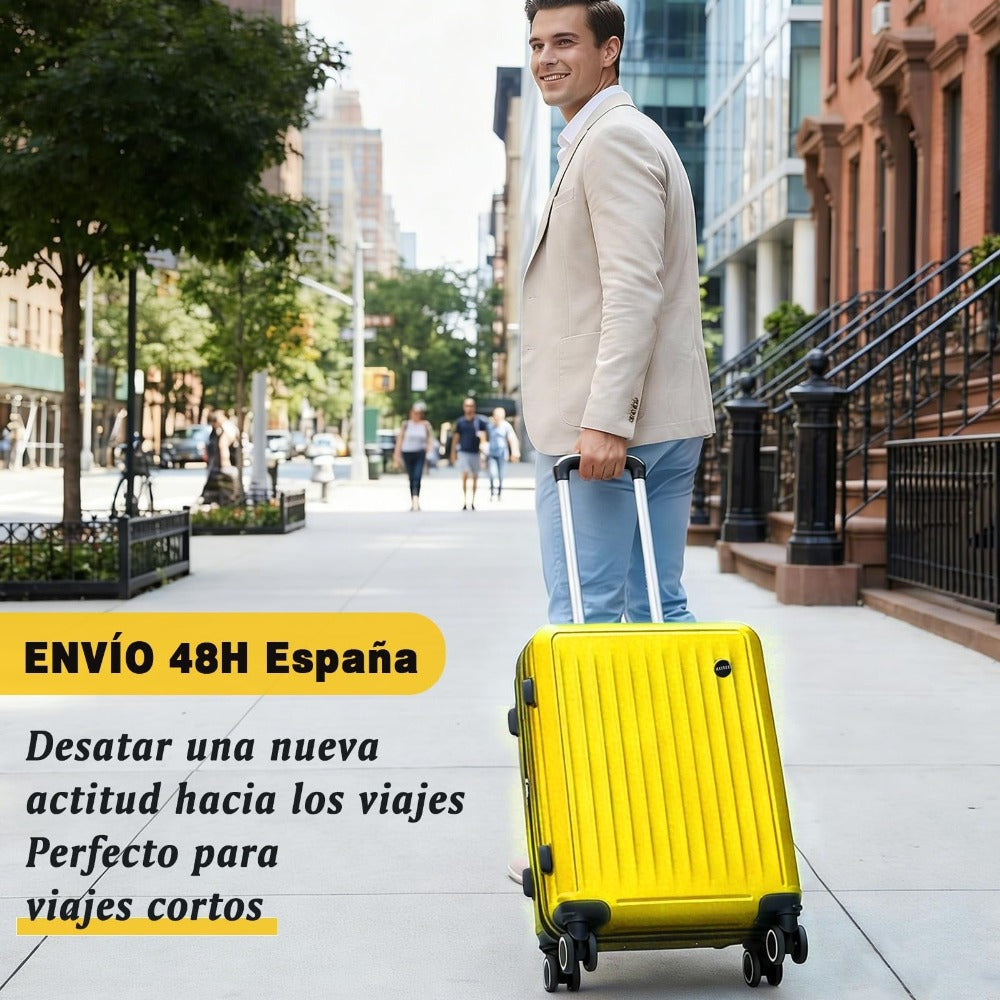 Maleta De Cabina Exclusiva Para Vuelos Europeos, Ideal Para Vacaciones De Verano Y Viajes A La Playa. Dimensiones Precisas De 55×40×20 Cm, Diseño Rígido Resistente Con 4 Ruedas Giratorias 360°, Tirador Telescópico Suave Y Cerradura De Seguridad. Ligera Y