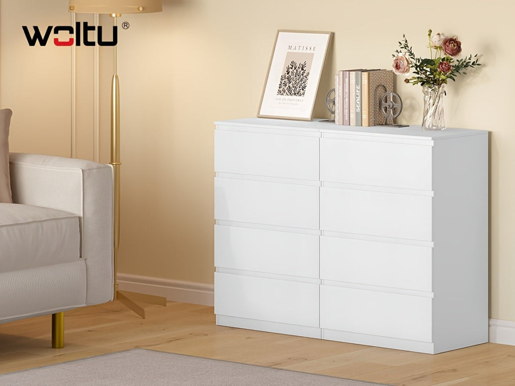 1 unidad de cajones de almacenamiento, gabinete con 4 cajones, organizador multifuncional, se puede utilizar como mesa auxiliar, mesita de noche, para dormitorio, sala de estar, pasillo, almacenamiento en el hogar, blanco, anti-vuelco