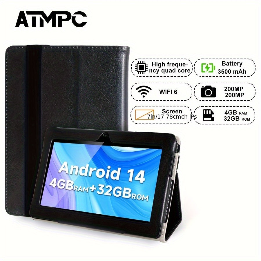 Tablet | Tablet Android 14 de 7 pulgadas, con 4GB (2GB+2GB) de RAM, 32GB de ROM, batería de 3500Mah, procesador de cuad core de alta frecuencia