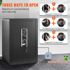 VEVOR Seguro, 2.2 pies cúbicos Caja Fuerte para el Hogar, Caja de Seguridad de Acero con Huella Digital, Teclado Digital y 2 Llaves, Caja Fuerte con Bolsa Grande a Prueba de Fuego, Protege Efectivo, Oro, Joyas, Documentos, 15.8x13x23.6 pulgadas