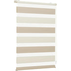Persiana enrollable doble Sekey con fijación de abrazadera sin taladrar para ventanas, persiana enrollable doble de dos colores de 100 cm de ancho, protección solar de doble persiana enrollable, 100x130 cm, beige y marrón