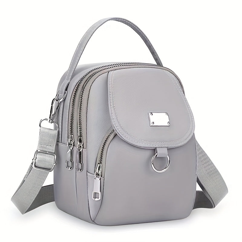 Bolso Bandolera Ligero de Nylon para Mujer en 4 Colores - Mini Bolso Casual con Múltiples Compartimentos con Cremallera, Correa de Hombro Desmontable y Ajustable y Bolsillo Frontal, Bolso Cruzado Pequeño, Bolso de Viaje Versátil, Cierre Seguro con Cremall