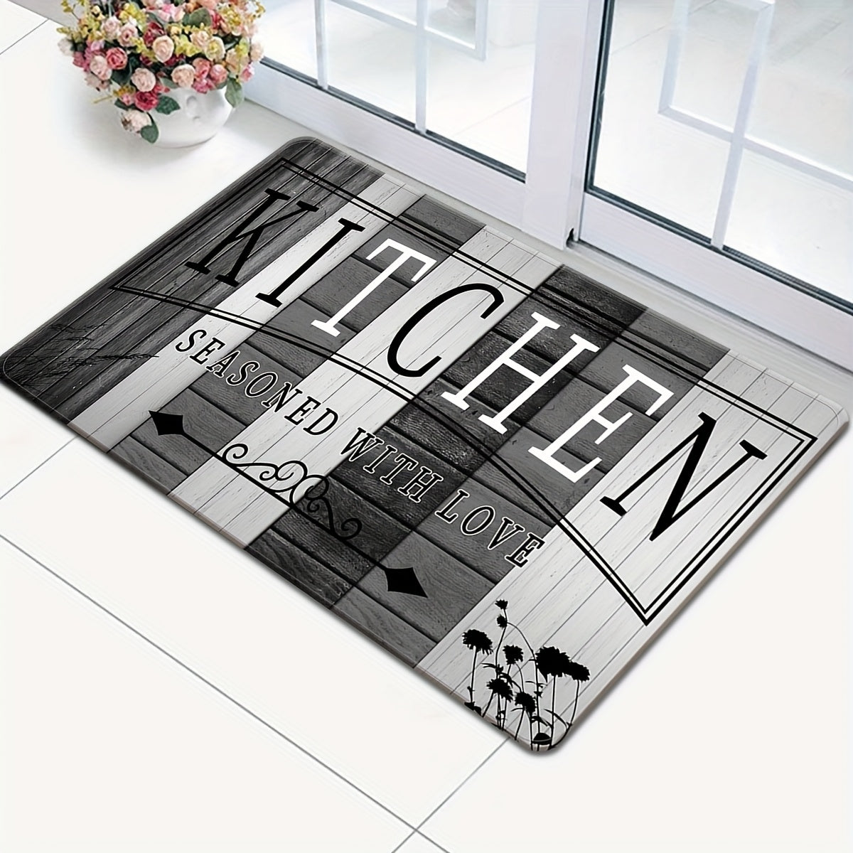 1 alfombra de cocina antideslizante premium - Alfombra de piso de poliéster duradera para cocina - Alfombra de pasillo, baño y cocina lavable y fácil de limpiar, accesorios de cocina - Decoración del hogar