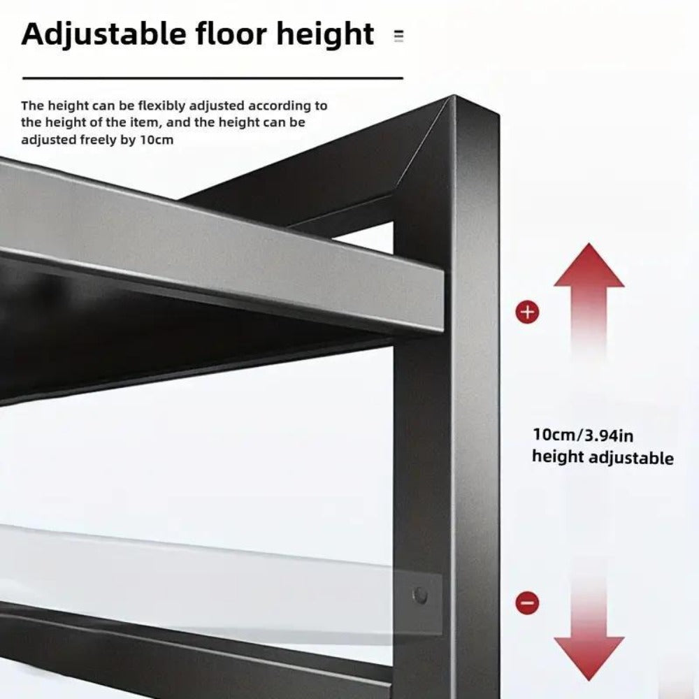 Estante de almacenamiento para microondas, estante de encimera expandible para microondas para guardar utensilios de cocina y vajilla, estante ajustable de 2 niveles que ahorra espacio con 6 ganchos, estante de encimera de acero al carbono para microondas