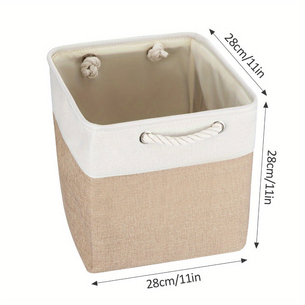 Contenedor de Almacenamiento Plegable con Asas, Cesta de Tela para Organizar Estantes, Gabinetes y Armarios; Robusto y Ligero para la Organización del Hogar, Cestas para Estantes