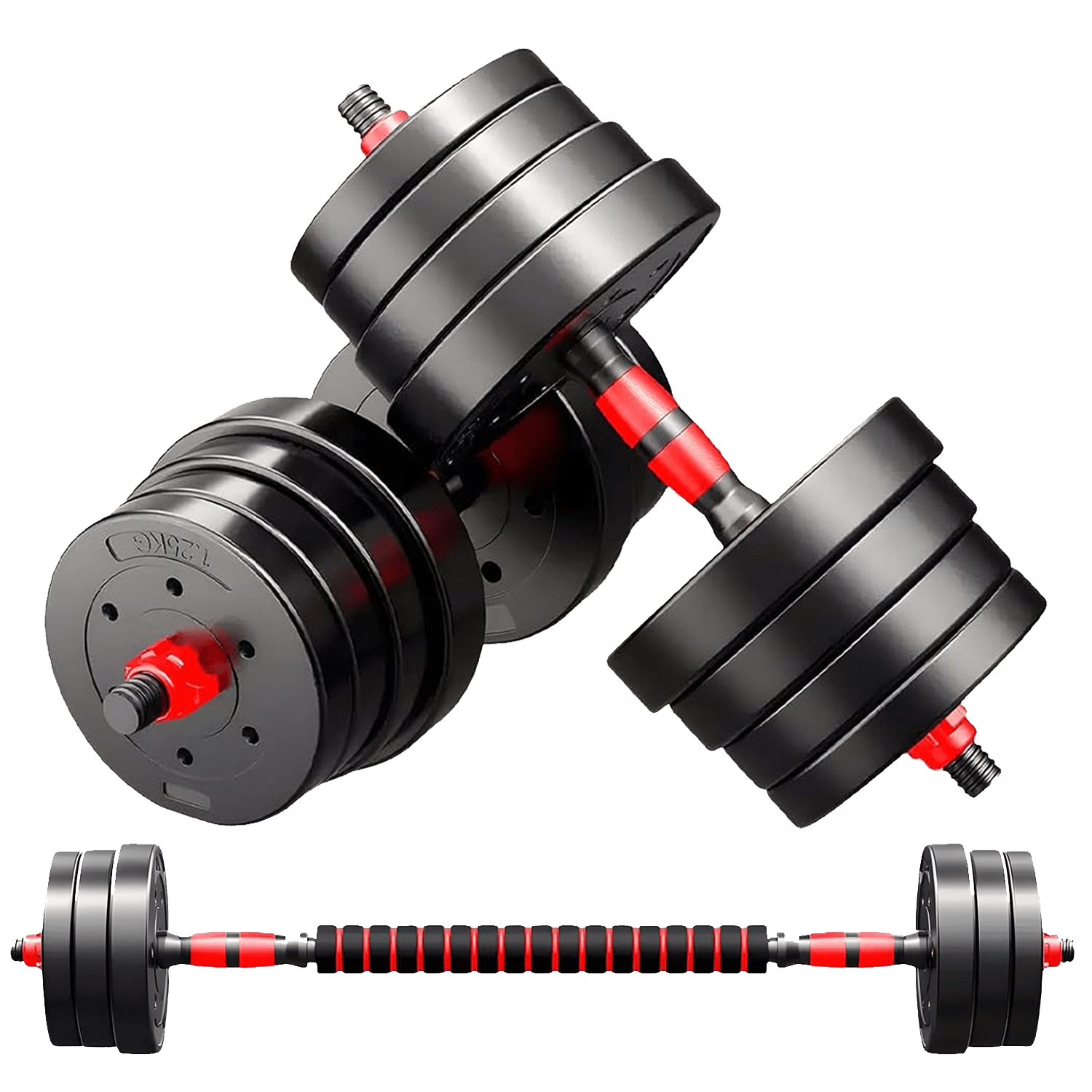 Mancuernas ajustables de 10/15/20/30/40 kg, juego de pesas multiusos con barras rectas y mangos antideslizantes, pesas ajustables para culturismo y fitness en el gimnasio en casa.