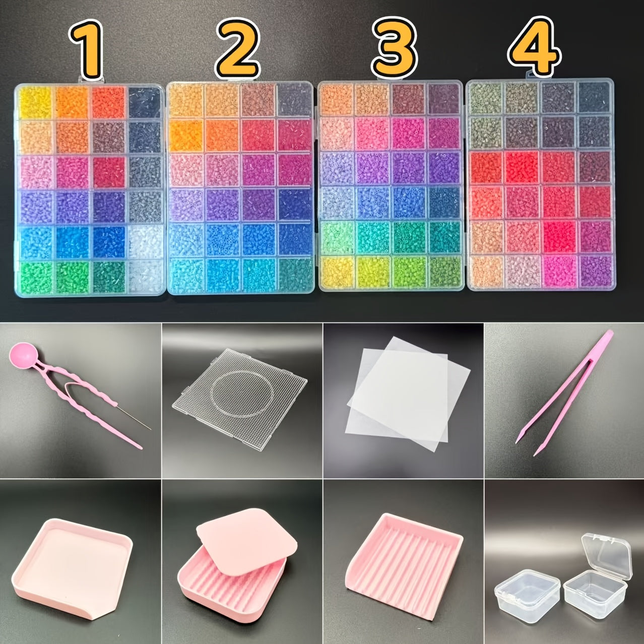 40000 cuentas de 2.6 mm para abalorios, kit combinado de 4 piezas para fundir cuentas con múltiples herramientas. Fabricación de joyas DIY, regalos festivos, kit para hacer joyas de cuentas, decoraciones festivas DIY, suministros para manualidades creativ