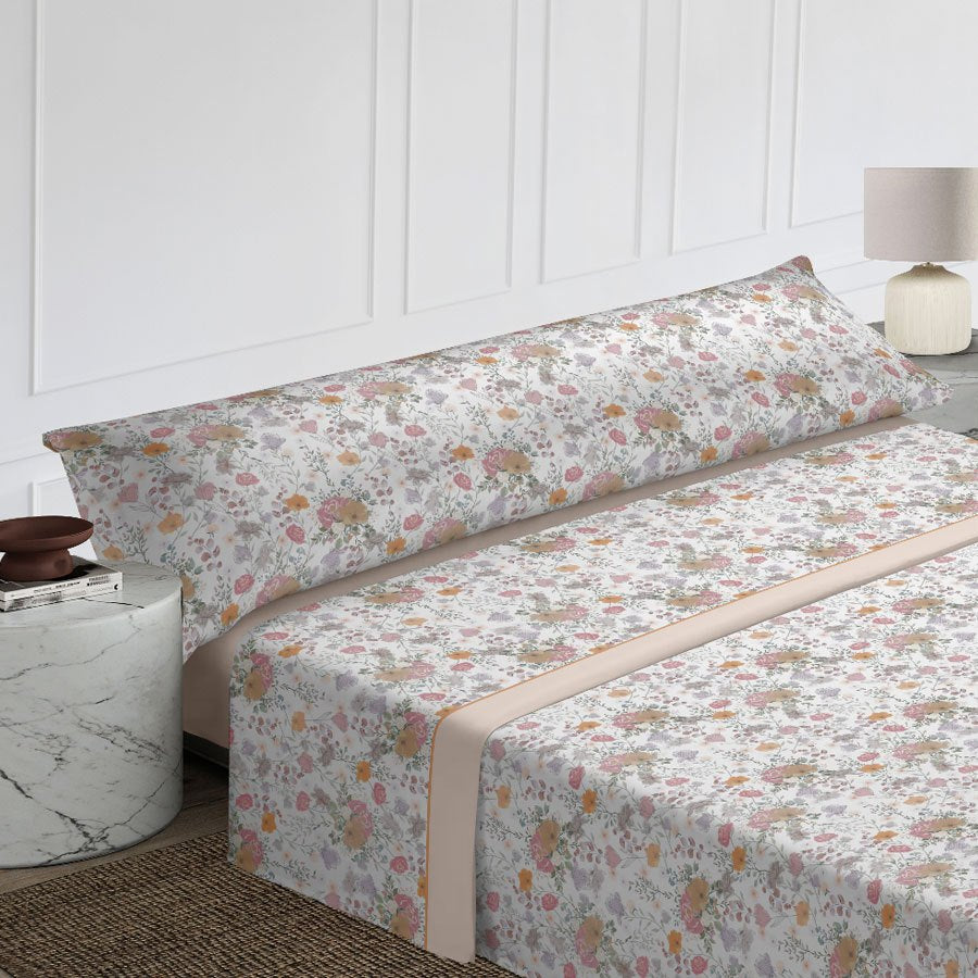 Juego de cama de tres piezas apto para todas las estaciones, que incluye una sábana, una sábana ajustable y fundas de almohada. Medidas: 90 cm, 105 cm, 135 cm, 150 cm y 180 cm.