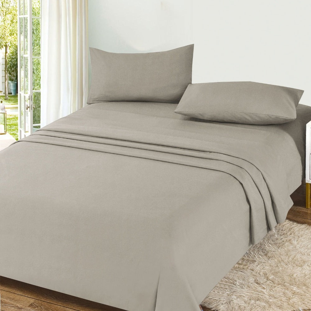 Juego de Sábanas Ligero Suave Fresca 4 Piezas para Cama de 90/105/135/150 cm – 100%Microfibra – Incluye Sábana Bajera Ajustable con borde elástico de 25 cm de profundidad, Sábana Encimera y 2 Fundas de Almohada – Suave, Transpirable y Confortable
