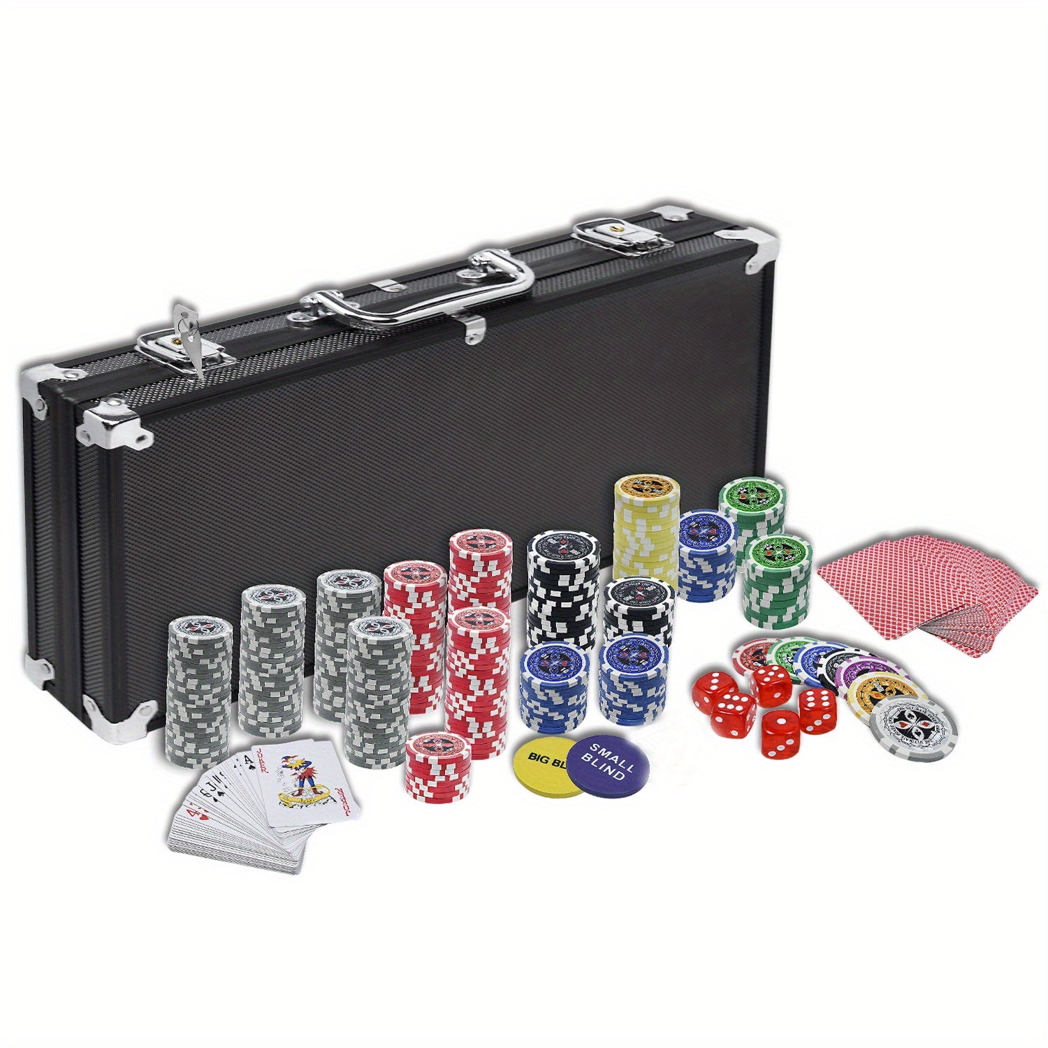 Juego de Póker, Entretenimiento de Mesa, Compuesto por Cartas, Juegos de Mesa y Monedas Temáticas para Decoración, Fichas de Juego Suaves, Diversión Familiar, Caja Exterior Plateada/Negra