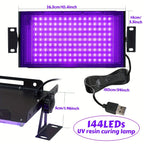 Lámpara de curado de resina Pro de 144/96 LEDs, con área de cobertura más grande y luces más concentradas, luz de resina portátil para moldes de resina, fabricación de joyas, con 144/96 cuentas LED de alta calidad, con enchufe USB y interruptor y cable de