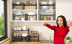 Organizador de Estantes de Cocina Metálicos Ajustables y Expandibles, Estante de Especias para Alacenas y Encimeras, Ideal para Despensa, Baño - Estantes de Soporte Superior Multiusos, Organizadores y Almacenamiento de Cocina, Estantes de Utilidad