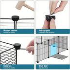 Barraza Compacta para Mascotas Pequeñas - Fácil de Instalar, Recinto Robusto y Expandible con Entrada para Uso Interior/Exterior - Ideal para Cachorros, Conejitos, Gatitos y Más