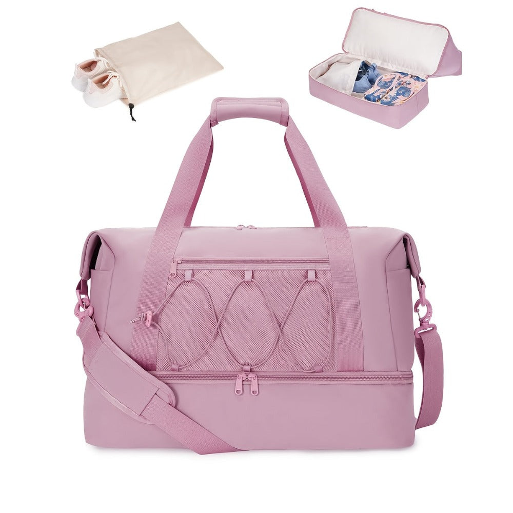Bolso Duffel de Viaje Espacioso de 38L para Mujer | Bolso Deportivo de Fin de Semana para Gimnasio con Sección para Zapatos y Bolsillo | Elegante Bolso de Transporte para Requerimientos de Entrenamiento (Disponible en 4 Colores)