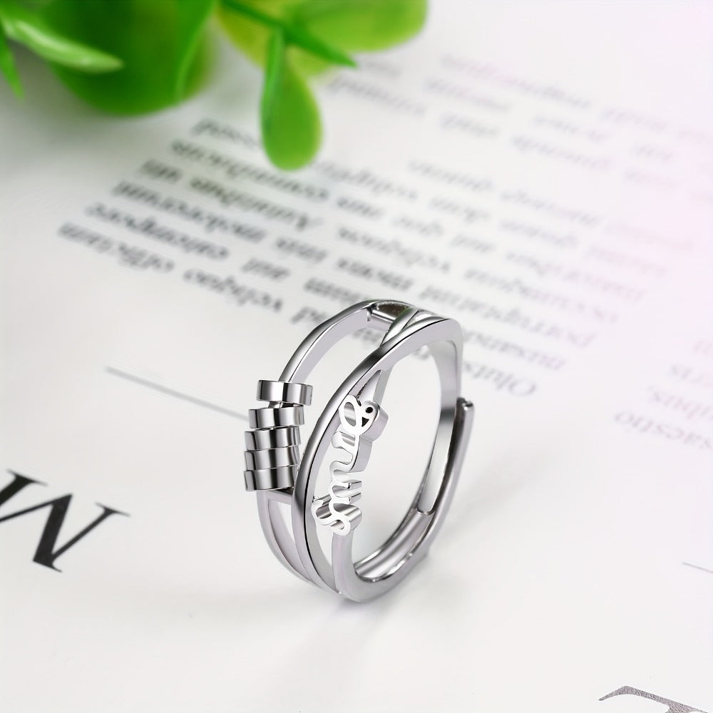 Anillo de ansiedad para mujer, anillo giratorio de acero inoxidable, anillo de meditación ajustable
