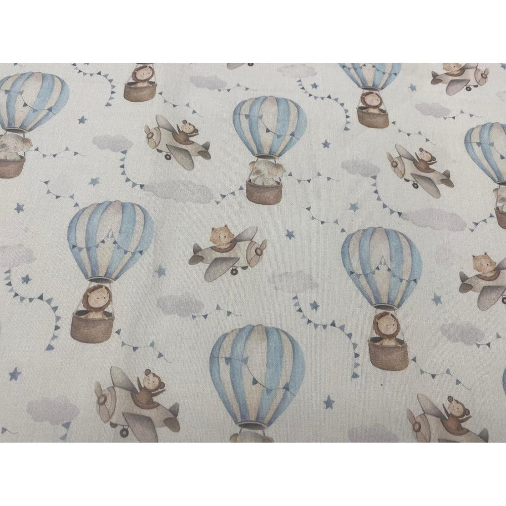 Tela de GLOBOS ANIMALES, telas infantiles, telas de algodón 100% popelina, telas de sabanas, telas por metros