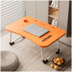 Mesa plegable multifunción para cama y sofá con portavasos, 60×40×28 cm, mesa auxiliar con atril para leer en la cama, bandeja multifunción para ordenador, libros, trabajo y estudio en casa (con cajón / sin cajón)